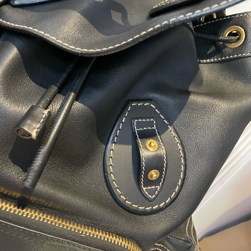 Burberry Black Leather Backpack with Gold Accents Sz. L - Picture 4 of 12
